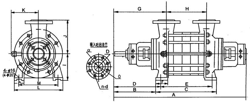 2.5GC-3.5、4GCGC型臥式多級(jí)離心泵外型尺寸圖