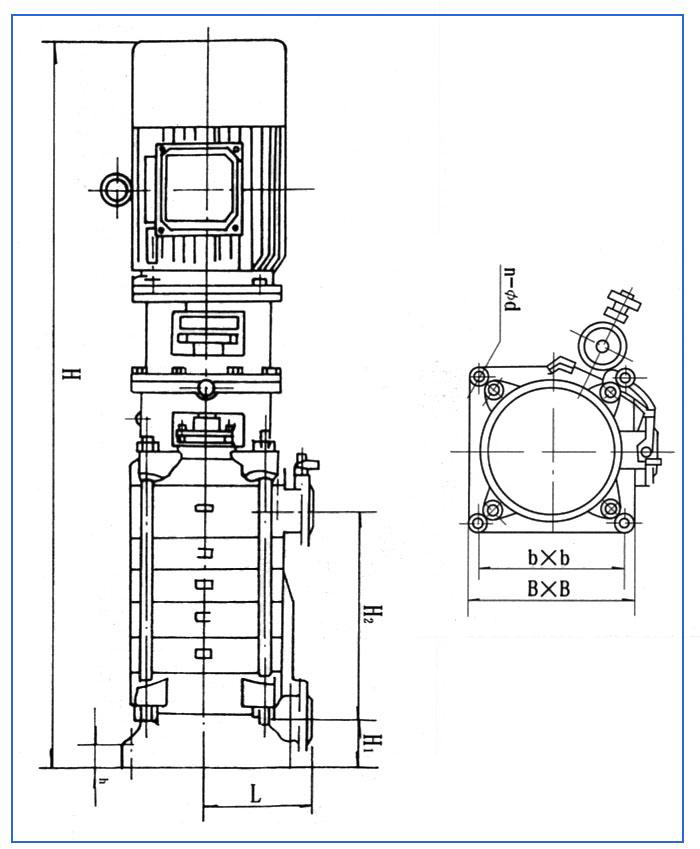 DL型立式多級離心泵安裝結構表