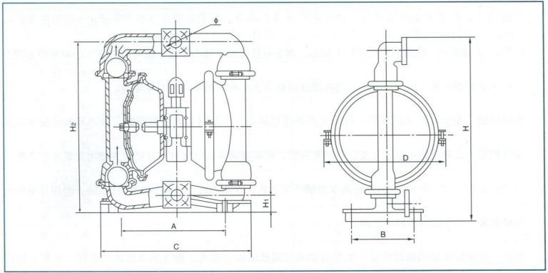 QBY氣動(dòng)隔膜泵安裝尺寸圖